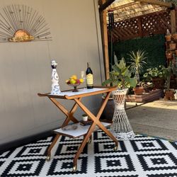 Vintage Mid Century Rolling Wooden Serving / Bar Cart . 