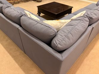La-Z-Boy Large Blue U-Shaped Sectional with Pillows