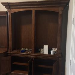 Solid wood executive desk an shelves
