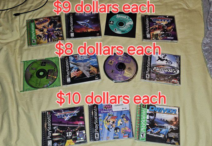 Ps2 Playstation 1 Games $8 $9 $10 Dollars Each 