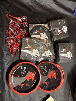 Left over Halloween party napkins, plates and skewers $5 or Free with another purchase