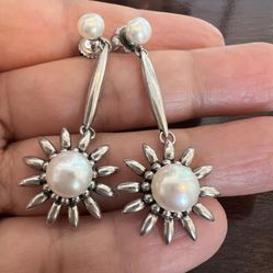 honora sterling silver pearl flower dangle earrings 