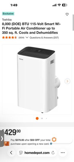 Toshiba 8,000 portable air conditioner used in box