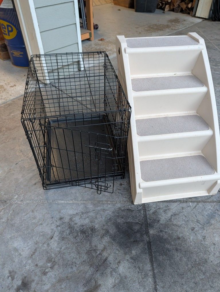 Both Like New! Pet Crate /Kennel & Pet Stairs - Package Deal!