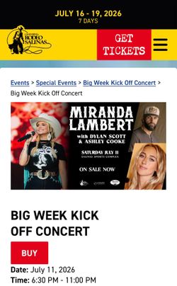 Miranda Lambert Salinas Concert Box seats