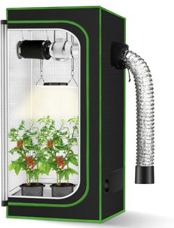2x2 Grow Tent, 24"x24"x48'' High Reflective 600D Diamond Mylar Canvas with Observation Window and Floor Tray for Hydroponic Indoor Plant Growing
