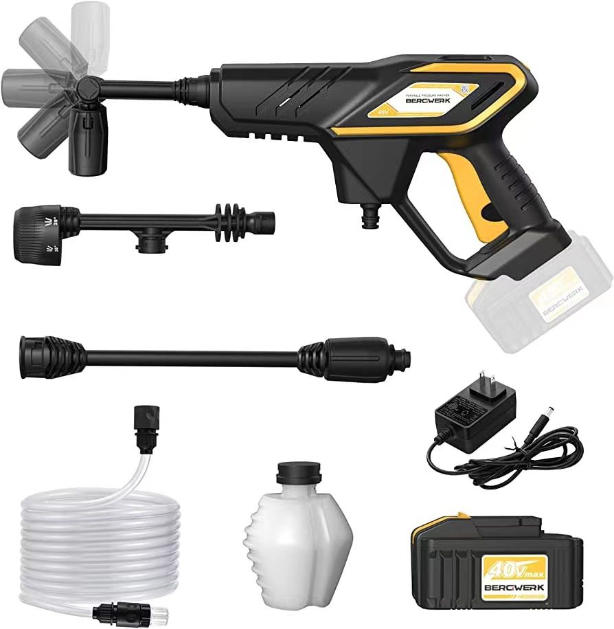 Cordless Power Cleaner, MAX870 PSI Power Washer with 40V 2.0AH Waterproof Battery, Portable Pressure Washer with 6-in-1 Nozzle and 360°& 180° Adjustab