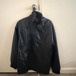 Black faux, leather jacket