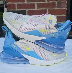 Nike Air Max 270 IB4401-043 White Blue Yellow Mesh Sneakers 7Y Unisex Kids