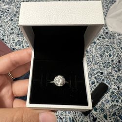 Pandora Round Sparkle Halo Ring Size 6
