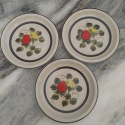Vintage Sears Stoneware Salad Dessert Plates Set Of 3 