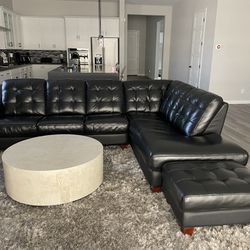 Bassett Black Leather Sofa