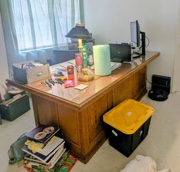 Large Wooden Executive Desk with Glass Top **MUST GO THIS WEEK**
