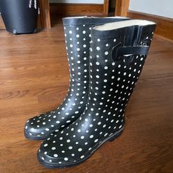 Polka Dot Rain Boots Size 7