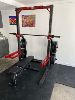 Salinas Fit- Compact Half Cage - Muscle D Fitness - Bar & Plate Storage and Dip Station Included-BENCH OPTIONAL ADDITIONAL $299 