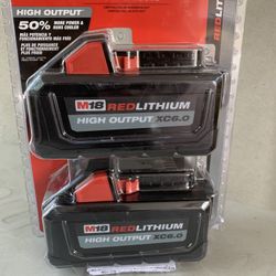 Milwaukee M18 18-Volt Lithium-lon High Output 6.0Ah Battery Pack (2-Pack)