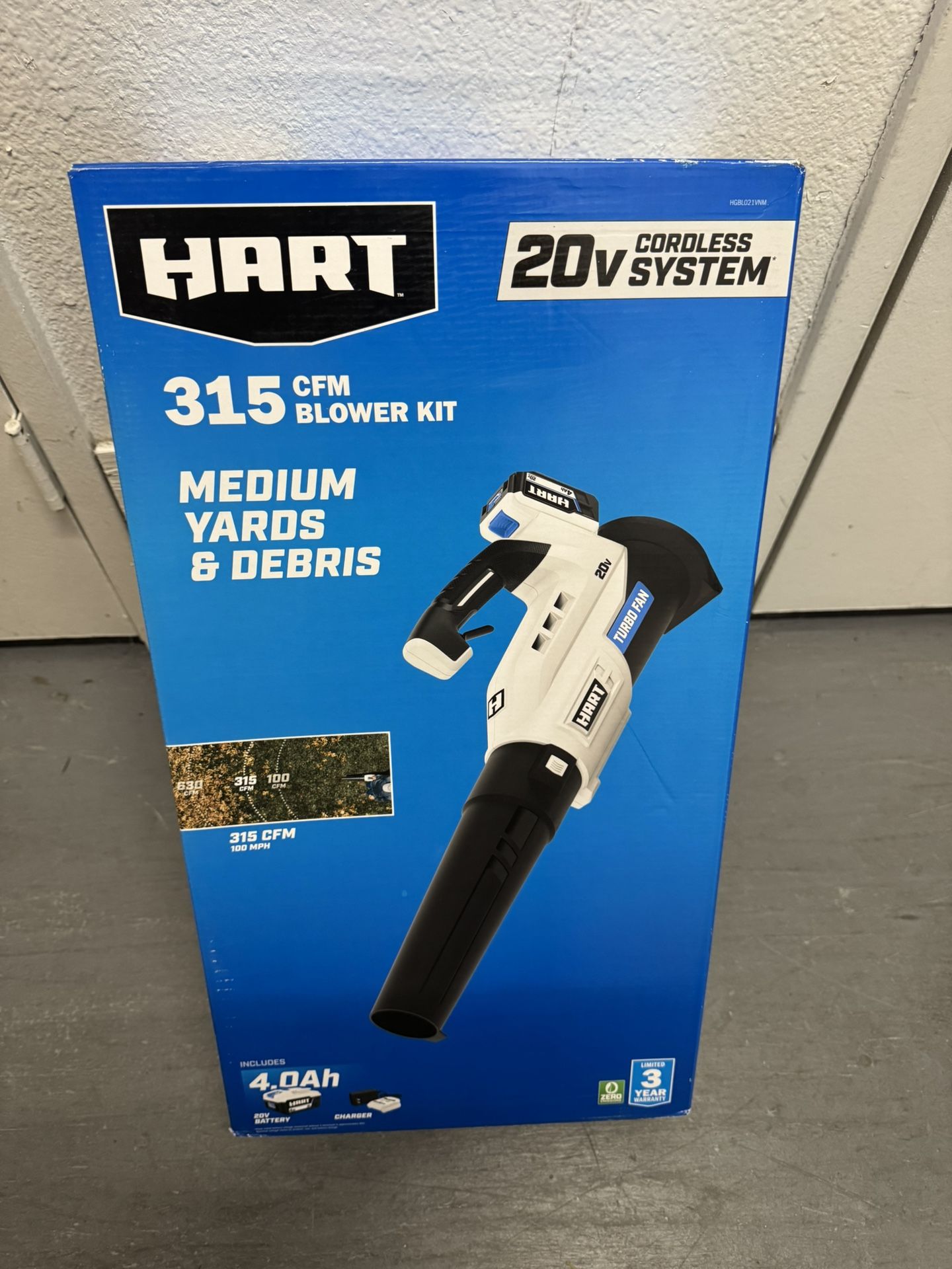 Brand New HART 20V Cordless Turbo Fan Leaf Blower (1) 4.0Ah Lithium-Ion Battery
