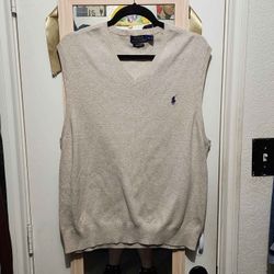 Ralph Lauren Polo men's Vest XL Extra Large Pima Cotton beige khaki sand color