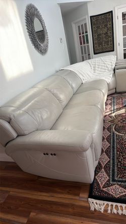White Leather Power Recliner Sectional Sofa