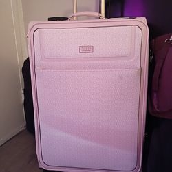 Baby Pink Guess Suitcase/Maroon Guess Oversized Tote