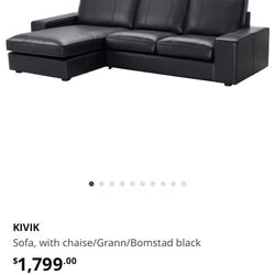 Black Leather Sofa 