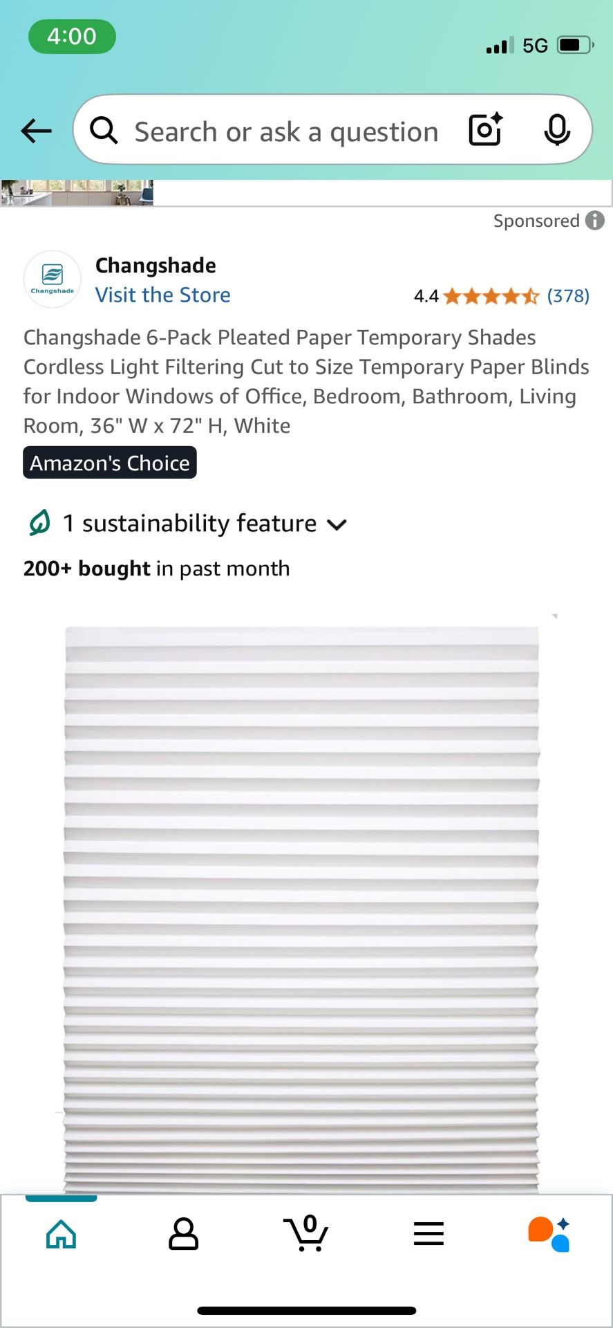 6 pack of temporary mini blinds 36”W x72”H