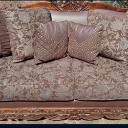 Brown leather sofa set