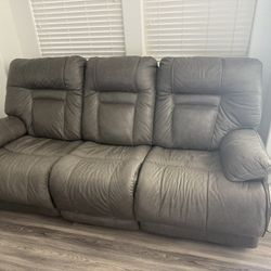 Two Grey Power Reclining Sofas