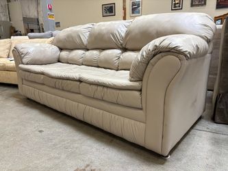 Vintage Café Brown Plush Leather 3 Seat Sofa