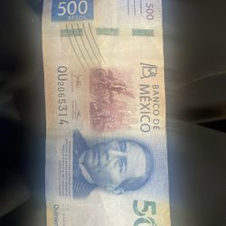 500 Pesos Billete En Serie 0123456 $100 Dólares