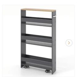 Rolling Kitchen Gray Slim Storage Rolling Kitchen Gray Slim Storage Kitchen Cart Mobile Shelving Organizer with Handle