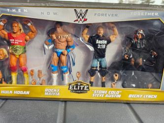 WWE Elite 60th Hogan Rock Austin Becky Then Now Forever Together Action Figures
