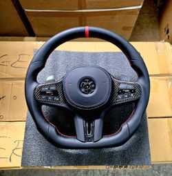 For BMW Steering Wheel Carbon Fiber M style LED 2,3,4,5,8 SERI X5 X6 X3 G20 G30 540 m340