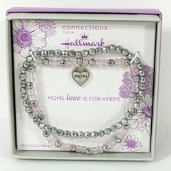 NEW Stainless Steel Crystal & Beads Mom Bracelet