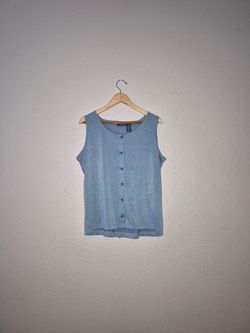 NWOT Liz Claiborne Women's LizSport Blue Sleeveless Tank Button Up Size: XL