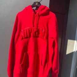 Supreme Patent/Chenille Arc Logo Hooded Sweatshirt (FW17)