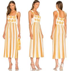 Hayley Menzies Sunray jacquard-knit linen-blend midi sundress size S small