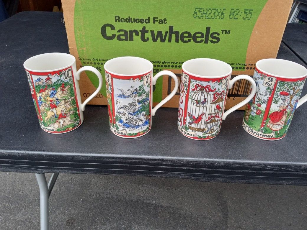 Set Of 4 Dunoon Twelve Days Of Christmas Mugs