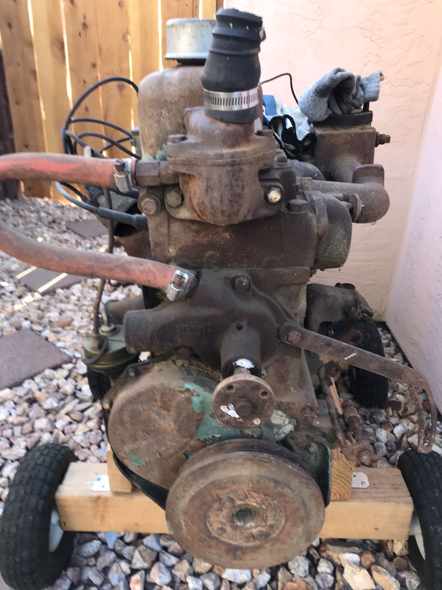 Chevy 235 Engine (1961) For Sale As Is . Including Flywheel And Bell housing : Motor Turns:Motor Cart Not For Sale