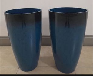 PAIR of 21" (Tall) Blue Resin Planters (2 for $65) @ Lasting Creations