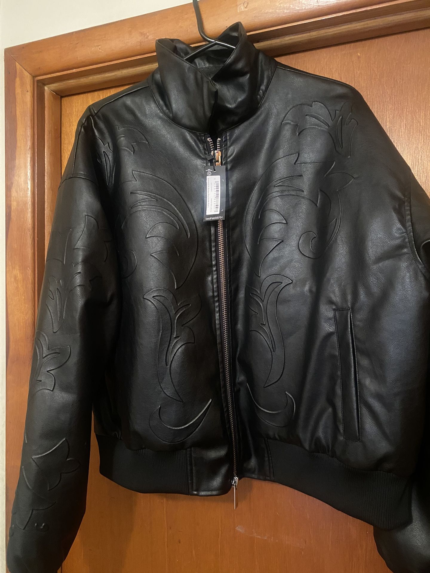 Boohooman leather bomber jacket