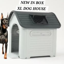 NEW IN BOX XL & TALL Dog House All Weather Raised Base / Skylight & Vents Dog House Casa De Mascota For Tall Big Dogs Dog Igloo Animal Shelter 