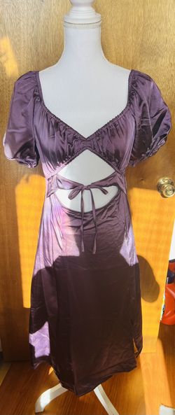 Plum Violet Plunge Slit Dress Small NWT