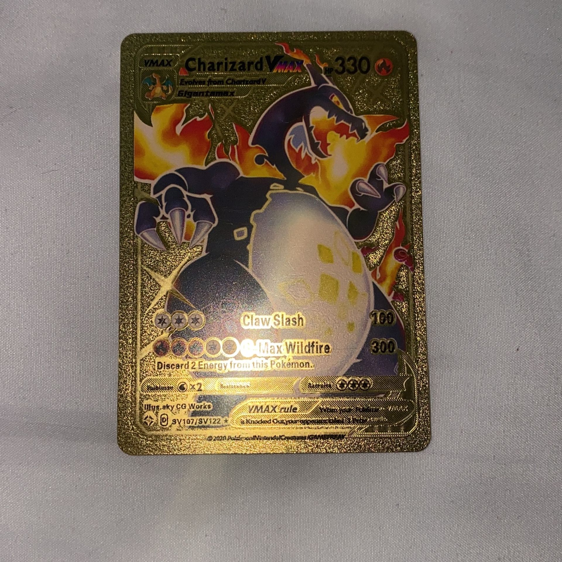 Pokemon Purple Charizard Vmax 330HP Gold Foil Fan Art Card SV107 / SV122 PACK FRESH