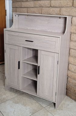 Natural Kitchen Cabinet with Drawer and Shelves