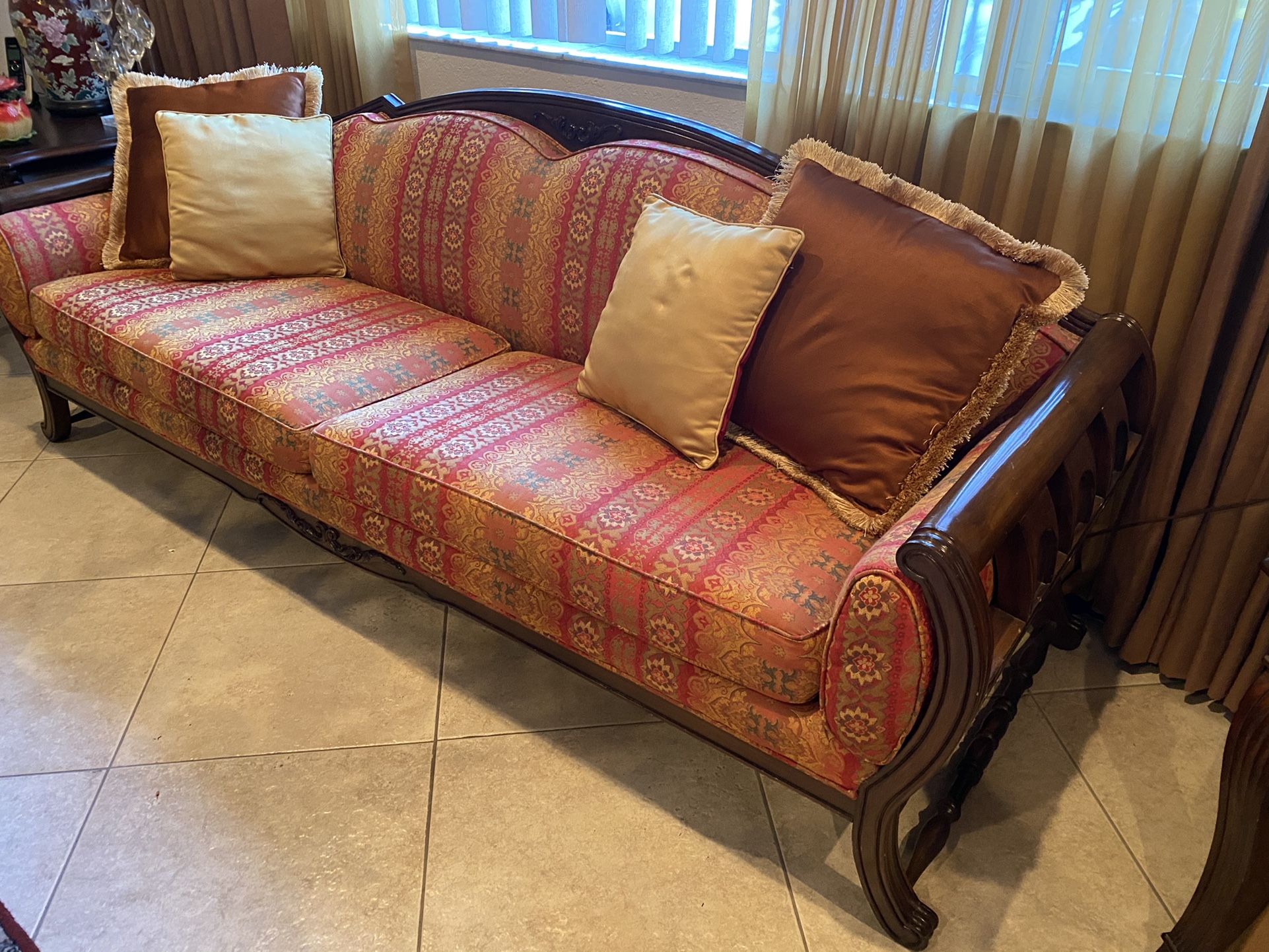 Antique Couch And Red Chair