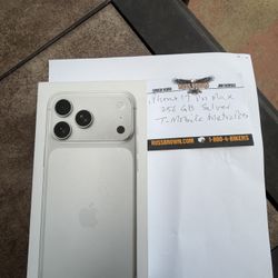 iPhone 17 Pro Max Silver 256 GB. New factory sealed. Works with T-Mobile and Metro PCS. Can be unlocked after 40 days of activation. Cash $1100 a