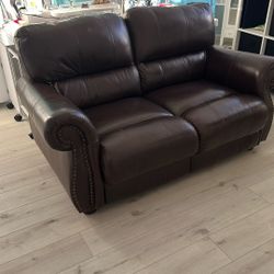 Brown Leather Loveseat 