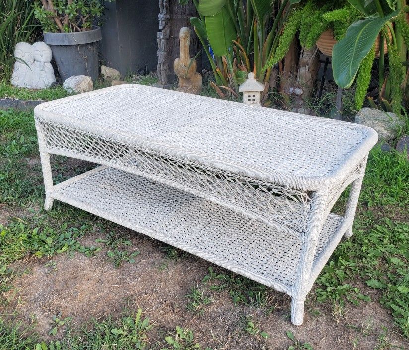 Vintage resin wicker coffee table