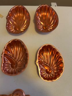 1970s Copper Shell-Shaped   Jello Molds Set of 4